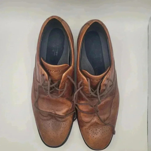 Rockport Men's Dressports Wingtip Cognac Brown Oxfords Size US 7. EUC H79742 - Picture 6 of 8
